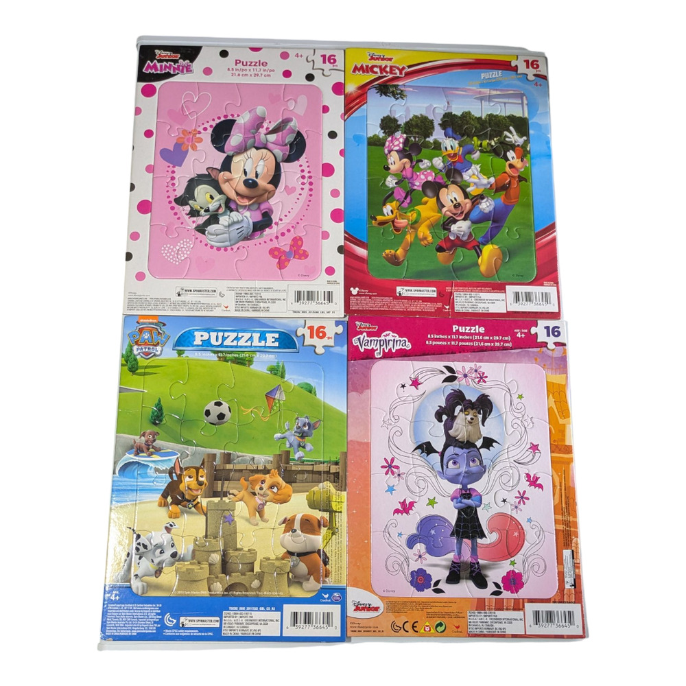 Puzzles For Kids 4PKDisney Minnie Mouse Paw Patrol Vampirina Mickey&Friends Used